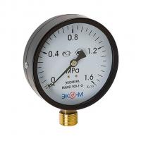 Манометр 100х1/2'' 16 бар МД02 (нижн радиал подкл, корпус сталь, минстекло) ЭКОМЕРА