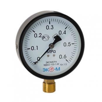 Манометр 100хМ20х1,5  6 бар МД02 (нижн радиал подкл, корпус сталь, минстекло) ЭКОМЕРА
