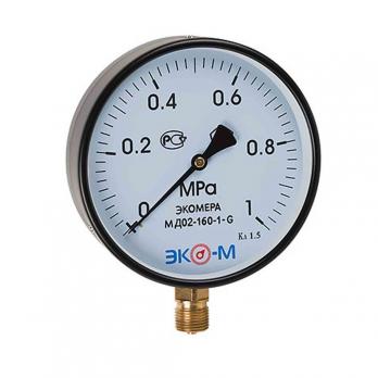 Манометр 160х1/2'' 10 бар МД02 (нижн радиал подкл, корпус сталь, минстекло) ЭКОМЕРА