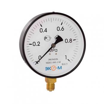 Манометр 160хМ20х1,5 10 бар МД02 (нижн радиал подкл, корпус сталь, минстекло) ЭКОМЕРА