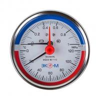 Термоманометр 63х1/4'' с переходником 1/2'' 120С 10 Бар МД04 (осевое подкл.) ЭКОМЕРА