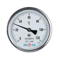 Термометр 100х1/2'' 120С БТ-1-100 шток 60мм (осевое подкл.,корпус алюминий) ЭКОМЕРА