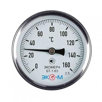 Термометр 63х1/2'' 160С БТ-1-63 шток 40мм (осевое подкл.,корпус алюминий) ЭКОМЕРА