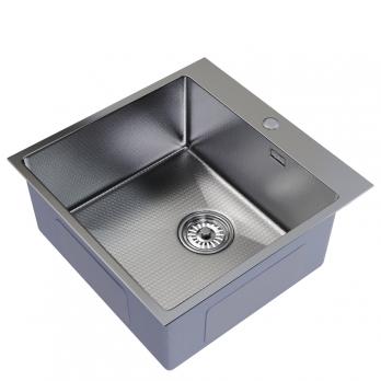 Мойка настол.монтаж 50х50 (2,0) вып 3 1/2  MIXLINE PRO 20см с сифоном (сатин НАНО декор)