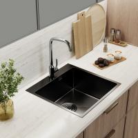 Мойка настол.монтаж 50х50 (2,0) вып 3 1/2  MIXLINE PRO 20см с сифоном (черный графит НАНО декор)