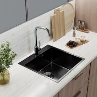 Мойка настол.монтаж 50х50 (2,0) вып 3 1/2  MIXLINE PRO 20см с сифоном (черный графит)