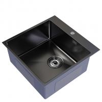 Мойка настол.монтаж 50х50 (2,0) вып 3 1/2  MIXLINE PRO 20см с сифоном (черный графит)
