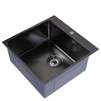 Мойка настол.монтаж 50х50 (2,0) вып 3 1/2  MIXLINE PRO 20см с сифоном (черный графит)
