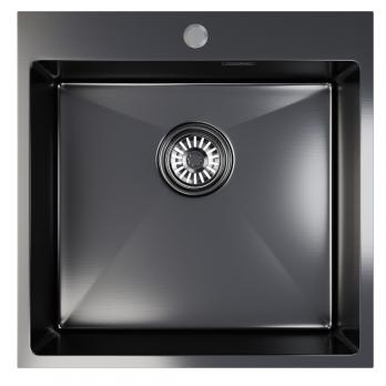Мойка настол.монтаж 50х50 (2,0) вып 3 1/2  MIXLINE PRO 20см с сифоном (черный графит)