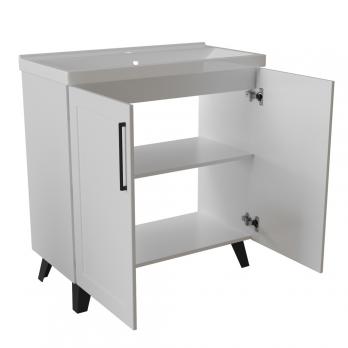 Тумба д/ванной "РИФ-80" 2 створки  белый под рак."Fest- 80"  мебельный (Sanita Luxe)(ПВХ)