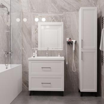 Тумба д/ванной "РИФ-80" 2 ящика  белый под рак."Fest- 80" мебельный (Sanita Luxe)(ПВХ)