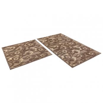 Набор ковриков д/ванной Shahintex LOOP ITALIANO  50*80+50*50 "маки" кофе с молоком