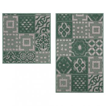 Набор ковриков д/ванной Shahintex LOOP ITALIANO  50*80+50*50 "мозаика" зеленый