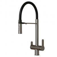 Смеситель для кухни 35k MIXLINE MLSS-0401 ЧЕРНЫЙ гиб. излив магнит, подкл.к фильтру, п/гайку САТИН