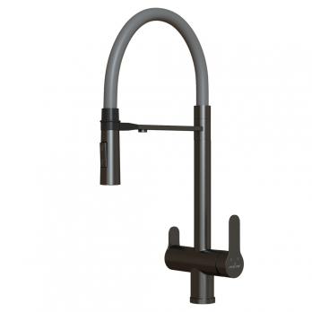 Смеситель для кухни 35k MIXLINE MLSS-0401BL серый гиб. излив магнит, подкл.к фильтру, ЧЕРНЫЙ ГРАФИТ