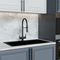 Смеситель для кухни 35k MIXLINE MLSS-0401BL черный гиб. излив магнит, подкл.к фильтру, ЧЕРНЫЙ ГРАФИТ