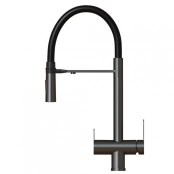 Смеситель для кухни 35k MIXLINE MLSS-0401BL черный гиб. излив магнит, подкл.к фильтру, ЧЕРНЫЙ ГРАФИТ