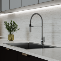 Смеситель для кухни 35k MIXLINE MLSS-0402 серый гибкий излив магнит, п/гайку САТИН