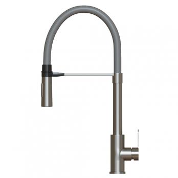 Смеситель для кухни 35k MIXLINE MLSS-0402 серый гибкий излив магнит, п/гайку САТИН