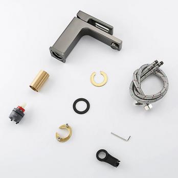 Смеситель для раковины 35к G1017-9 GAPPO литой, п/гайку, ОРУЖЕЙНАЯ СТАЛЬ