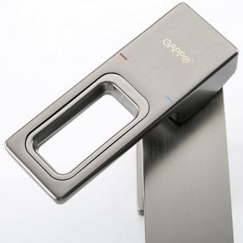 Смеситель для раковины 35к G1017-9 GAPPO литой, п/гайку, ОРУЖЕЙНАЯ СТАЛЬ