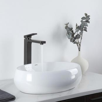 Смеситель для раковины 35к G1017-92 GAPPO литой, высокий, п/гайку, ОРУЖЕЙНАЯ СТАЛЬ