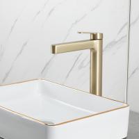 Смеситель для раковины 35к G1099-83 GAPPO нерж. сталь, литой, высокий, п/гайку, ЗОЛОТО САТИН