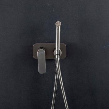 Смеситель с гигиенической лейкой 25к G7248-92  GAPPO встраиваемый, ОРУЖЕЙНАЯ СТАЛЬ