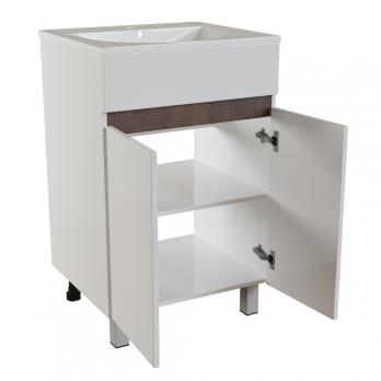 Тумба д/ванной "БРИКС-50" 2 ст.белый/дуб вотан под рак."Breeze 50"меб. (Sanita Luxe)(ПВХ) (разбор)