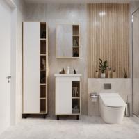 Тумба д/ванной "МИЛТОН-50" Дуб сонома/белый под рак. Фостер 50 (Kirovit) (ЛДСП /ПВХ)