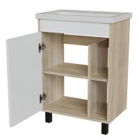 Тумба д/ванной "МИЛТОН-60" Дуб сонома/белый под рак. Фостер 60 (Kirovit) (ЛДСП /ПВХ)