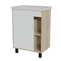 Тумба д/ванной "МИЛТОН-60" Дуб сонома/белый под рак. Фостер 60 (Kirovit) (ЛДСП /ПВХ)