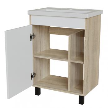 Тумба д/ванной "МИЛТОН-60" Дуб сонома/белый под рак. Фостер 60 (Kirovit) (ЛДСП /ПВХ)