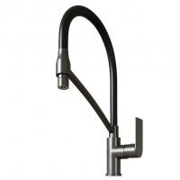 Смеситель для кухни 35k MIXLINE ML33-108GR"City Graphite" гибкий излив с фикс.бок.ручка б/отв ГРАФИТ