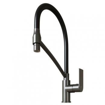 Смеситель для кухни 35k MIXLINE ML33-108GR"City Graphite" гибкий излив с фикс.бок.ручка б/отв ГРАФИТ