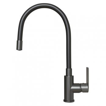 Смеситель для кухни 35к MIXLINE ML33-098GR "City Graphite" гибкий излив боковая ручка б/отв ГРАФИТ