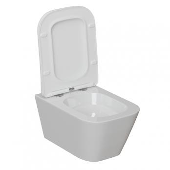 Унитаз подвесной безободковый WAVE EGO Tornado3.0 сид. дюропласт, м/л, быстр, БЕЛЫЙ глянец (XL)