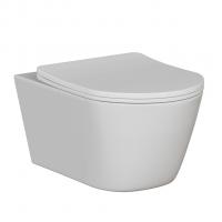 Унитаз подвесной безободковый WAVE PRIME Tornado3.0 сид. дюропласт, м/л, быстр, БЕЛЫЙ глянец (L)