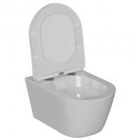 Унитаз подвесной безободковый WAVE PRIME Tornado3.0 сид. дюропласт, м/л, быстр, БЕЛЫЙ глянец (L)