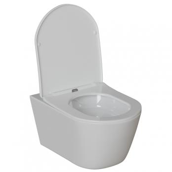 Унитаз подвесной безободковый WAVE PRIME Tornado3.0 сид. дюропласт, м/л, быстр, БЕЛЫЙ глянец (L)