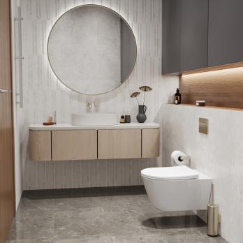 Унитаз подвесной безободковый WAVE PRIME Tornado3.0 сид. дюропласт, м/л, быстр, БЕЛЫЙ глянец (L)