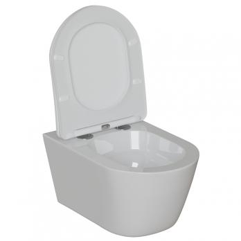 Унитаз подвесной безободковый WAVE PRIME Tornado3.0 сид. дюропласт, м/л, быстр, БЕЛЫЙ глянец (L)