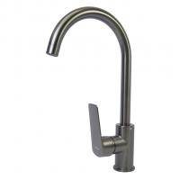 Смеситель для кухни 35k MIXLINE ML15-031GR высокий излив б/отв боковая п/гайку (без подводки) ГРАФИТ