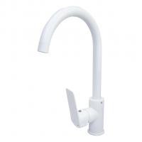 Смеситель для кухни 35k MIXLINE ML15-031W высокий излив б/отв боковая п/гайку (без подводки) БЕЛЫЙ