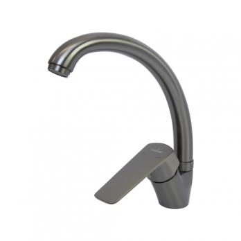 Смеситель для кухни 35k MIXLINE ML15-032GR высокий излив б/отв боковая п/гайку (без подводки) ГРАФИТ