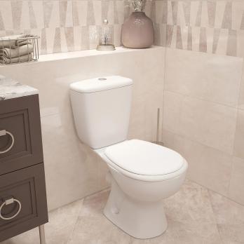 Унитаз-компакт "Позитано" МС Инкоэр-Б1 (ниж.подв.,гор. выпуск,сид.полип.1кн белая, арм.) КЕРАМИН