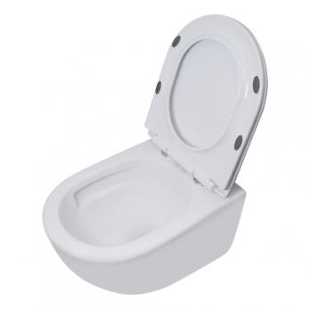 Унитаз подвесной безободковый WAVE RONDO Tornado3.0 сид. дюропласт, м/л, быстр, БЕЛЫЙ глянец (XL)