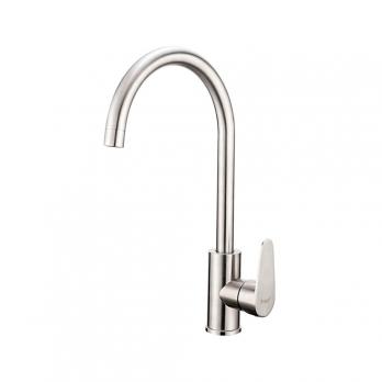 Смеситель для кухни F4048 FRAP (выс.пов. излив, п/гайку, САТИН, нерж.)