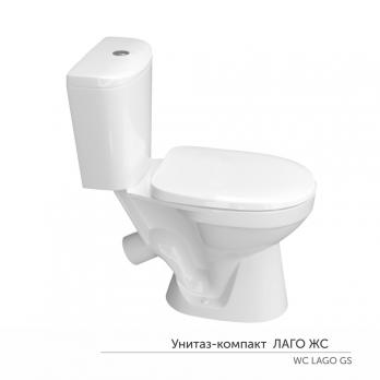 Унитаз-компакт "Лаго" ЖС Инкоэр (ниж.подв.,кос. выпуск,сид.дюропласт 2кн арм.) КЕРАМИН