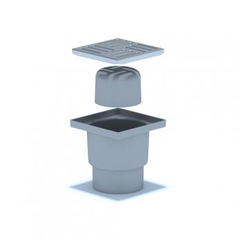 110 трап с вертик. спуском, н/рег решетка 150х150 нерж АНИ пласт TA1212